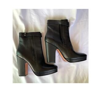 Rachel Comey Black Pebbled Leather Platform Ankle Boots Booties, 6.5